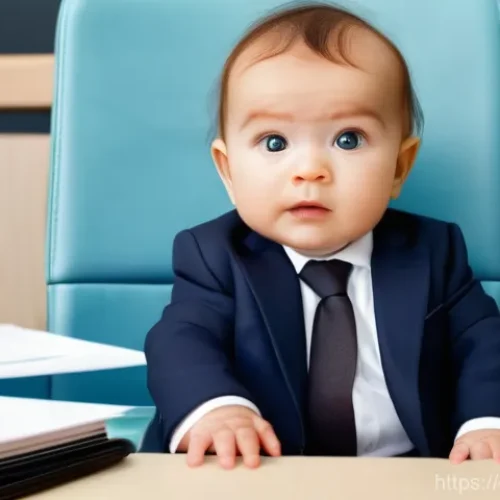 보스 베이비  The Boss Baby    보스 베이비와 가족 코미디 - **Prompt:** "A highly intelligent baby, dressed impeccably in a crisp, dark business suit with a per...