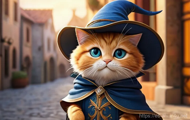 장화 신은 고양이  Puss in Boots    장화 신은 고양이의 모험과 유머 - **Puss in Boots' Charismatic Manipulation:** A highly detailed animated image of Puss in Boots, a ch...