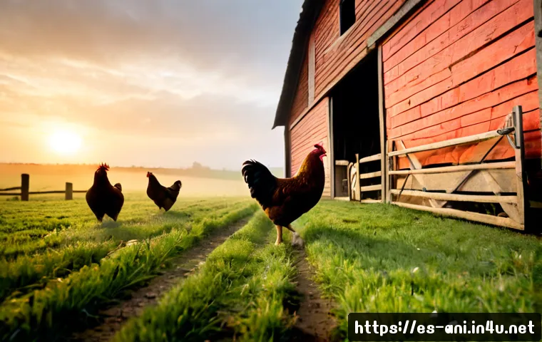 Home 17 치킨 런 Chicken Run 치킨 런과 영국 농장 탈출 이야기 - Photorealistic cinematic scene of determined hens escaping a rustic British countryside farm at dawn...